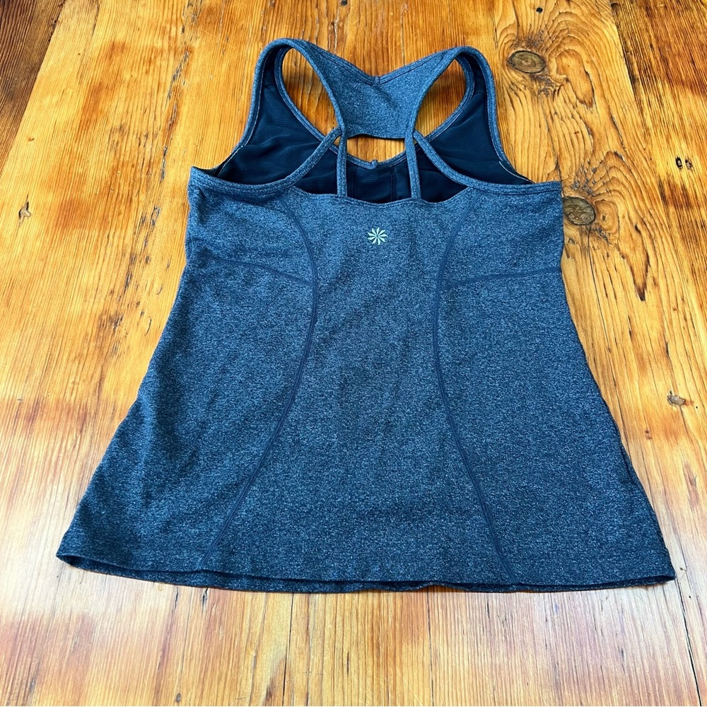 Athleta Equator Racerback Tank Top Sz S Gray Shelf Bra Lycra Sporty EUC or NWOT - Picture 7 of 9